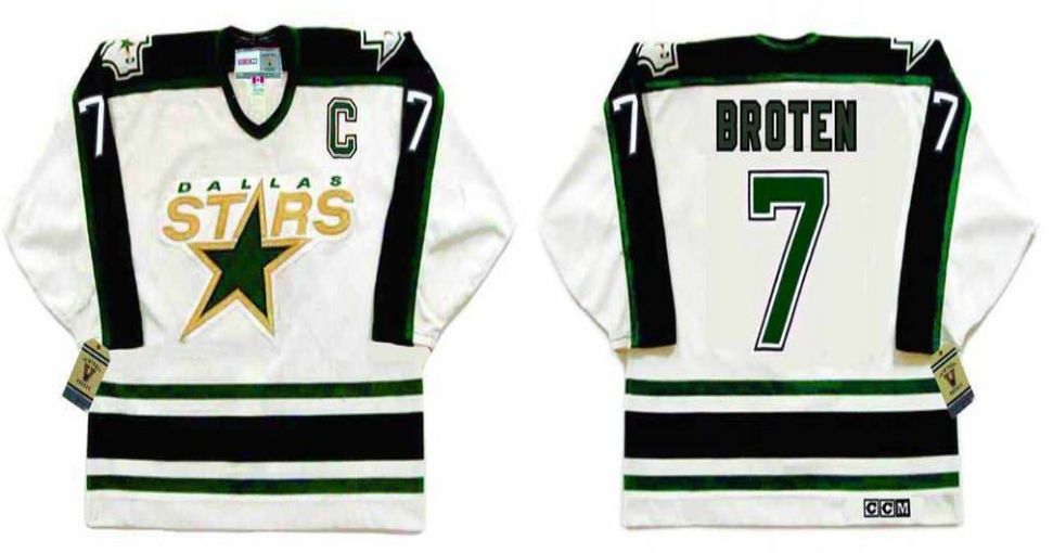 2019 Men Dallas Stars #7 Broten White CCM NHL jerseys